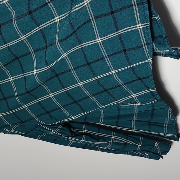 SANCTUARY Women's Plaid Teal Button Up Front Pockets Boyfriend Shirt Size Small - Picture 16 of 16